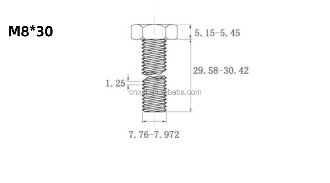 Hastelloy C-276 DIN933 M8* 20-60 mm Hexagon Head Bolt ANSI Standard with Plain Finish Type Hex Bolt