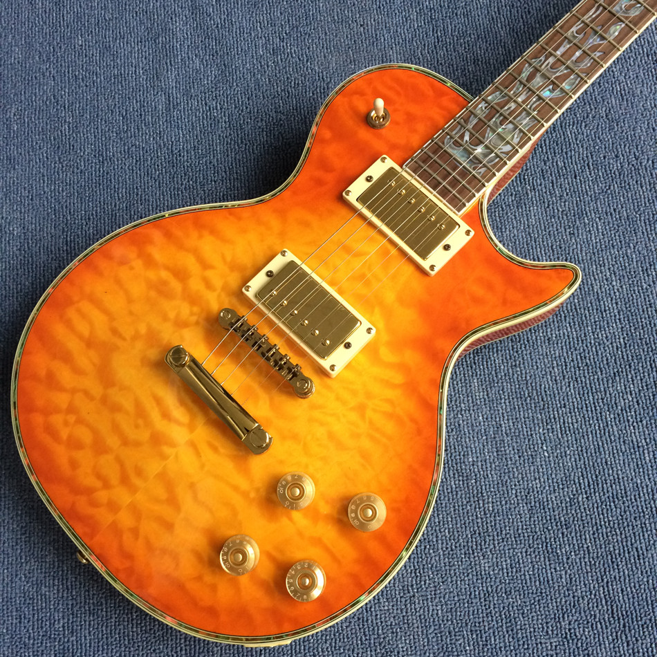 New style high-quality custom LP electric guitar, Flame Maple Top electric guitar with Gold hardware, free shipping