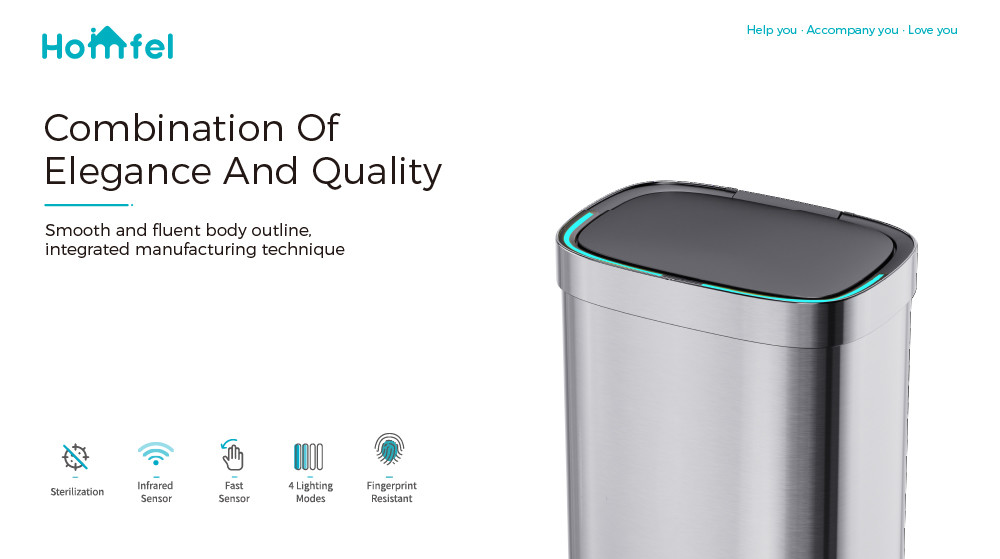 Big Volume Steel Automatic Sensor Trash Bin Open Top Touchless Trash Can