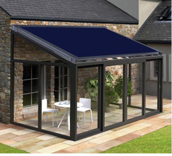Polyester Retractable Roof Awning Remote Control Aluminum Retractable Awning Conservatory