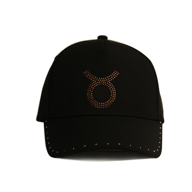 Wash Cotton Rhinestone Crystal Fashion 5 Panel Baseball Cap For Women Female Twill Washed