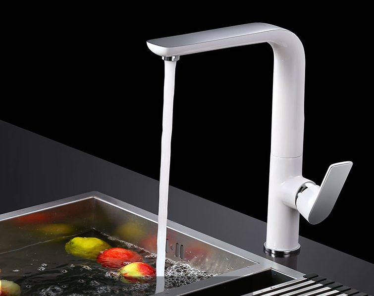 White Copper Rotate Cold Hot Electroplate Pull Out Sink Faucet