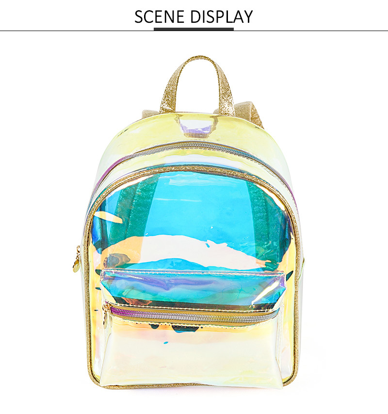 Custom Holographic Reflective Bags Wholesale Rainbow TPU Clear Backpack