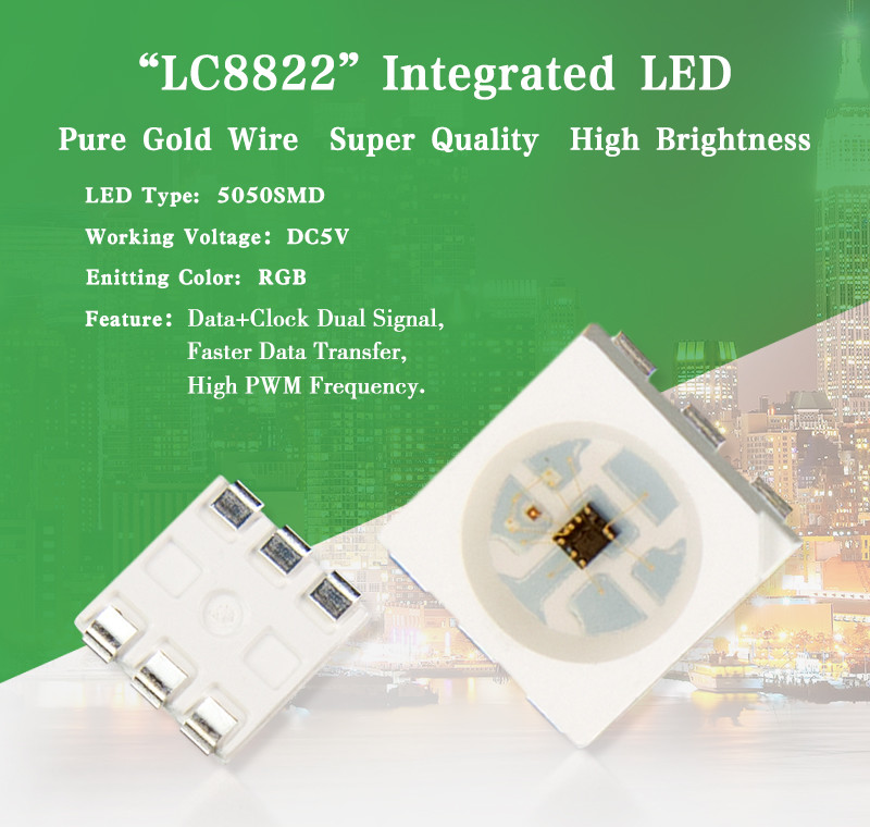 DMX Spi Controllable 3 RGB Channel SK9822 Smart LED Pixel Chip