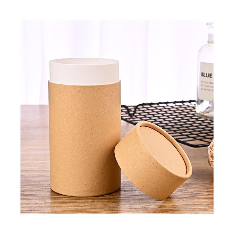 Recyclable Handmade Cylindrical Shape Food Grade Kraft Paper Round Tube Box for Tea/ Coffee/ Flower Gift Packaging