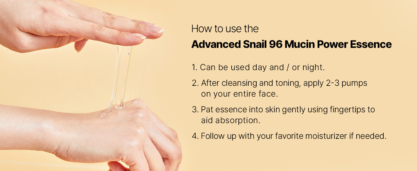 Hydrating Moisturizing Face Serum Snail Mucin 96% Power Repairing Essence 3.38 Fl.Oz 100ml