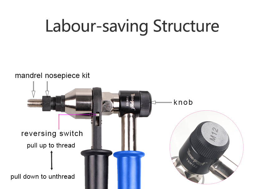 Heavy Duty Ratchet Tool Hand Riveting Tool Mandrels M5 M6 M8 M10 M12