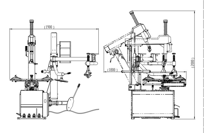 Steel Head Tire Changing Machine With Help Arm