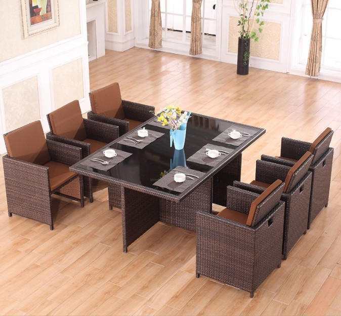 10 Seater Rattan Dining Table Set Wicker Dining Coffee Stack Table Round Sofa