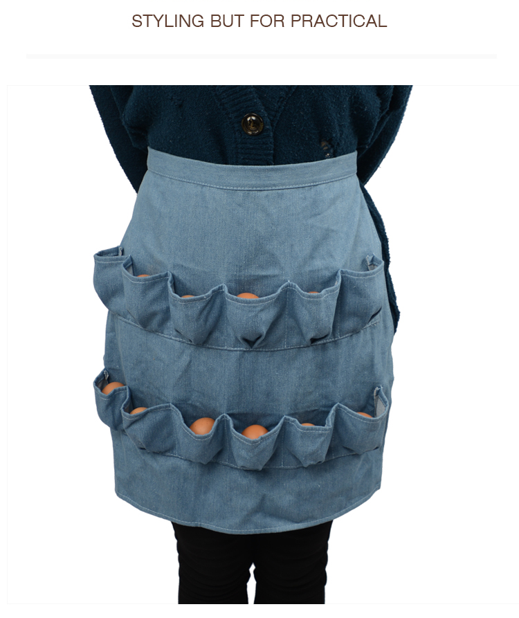 Adult Pretty Egg Collecting Apron , Plain Egg Picking Apron Unique Half Size