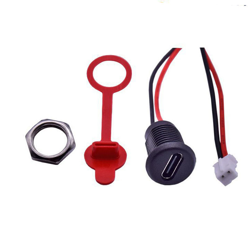 USB-20C-F-02HL02 Custom Threaded Panel Mount USB Type C Jack Wire Assembly