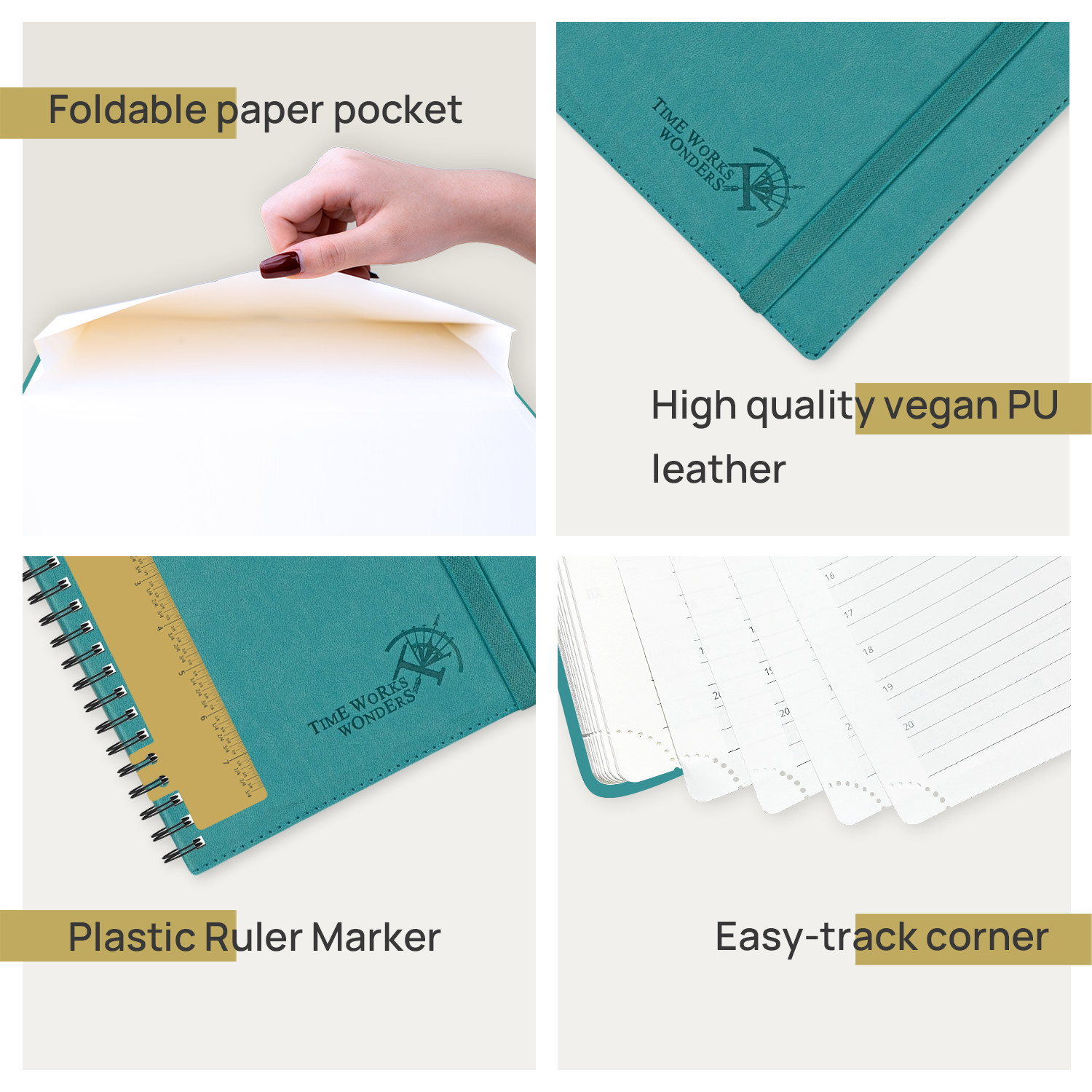 Weekly Planner 100GSM Ivory Paper And Vegan Leather For 2023-2023 In Donau Blue