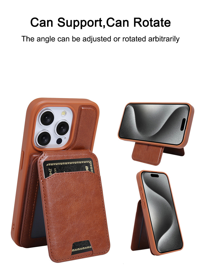 Custom Logo Leather Phone Case With Magsafe Wallet Stand Card Holder