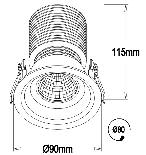 15W 1150 Lumens 3.5inch 80mm Cut Out of Led Downlight