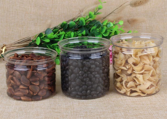 Plastic Clear Cookie Jar Candy Canister Food Storage With Matal Pull Tab Lid