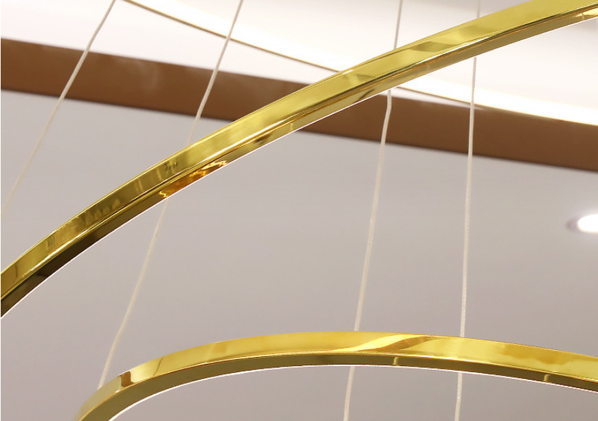Three Color Dimming LED Modern Ring High Ceilings Chandeliers Custom Service