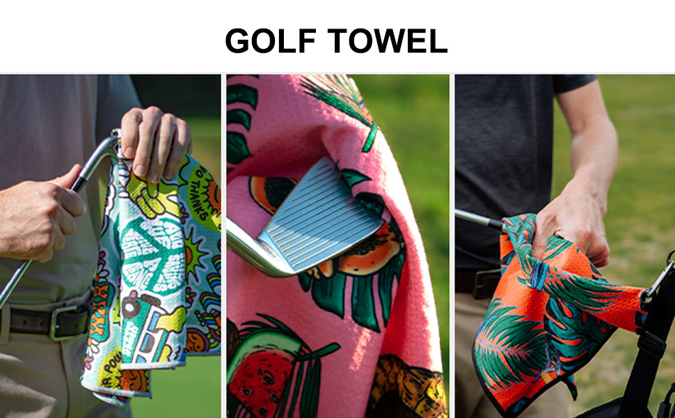 Customised Recycled Waffle Weave Embroider Micro Fiber Black Blank Trifold Golf Towel With Grommet And Hook
