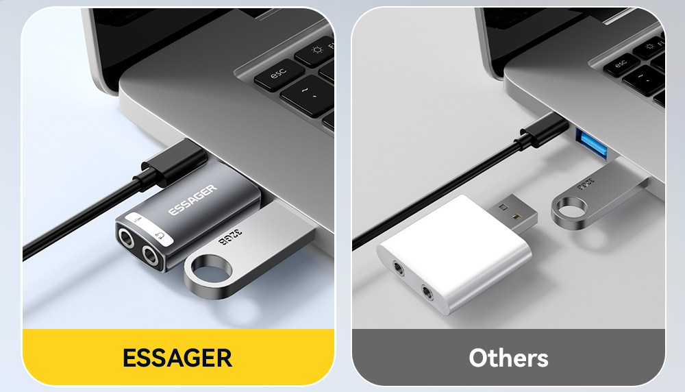 ESSAGER ES-OTG21 Series USB A To Aux Jack Audio Micro Adapter USB To 3.5mm Adapter