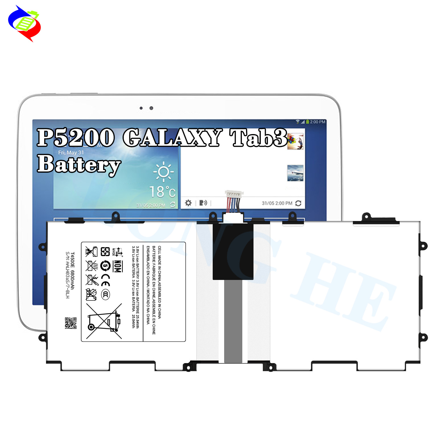 6800mAh T4500E TAB 3 10.1 P5200 P5210 P5220 Battery for Samsung Galaxy P5200 Battery