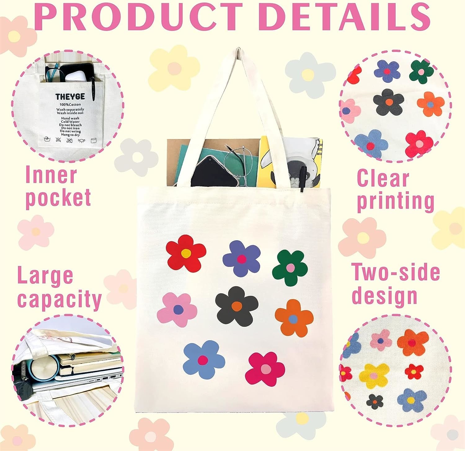 Wipe Clean Zipper Eco Canvas Bags With Cotton Linen