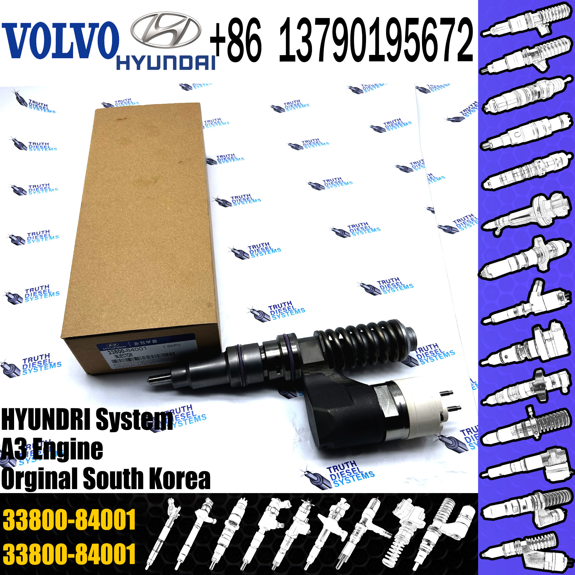 Diesel engine fuel injector 33800-84001 diesel engine injector 33800-84001 for diesel engine D6CA