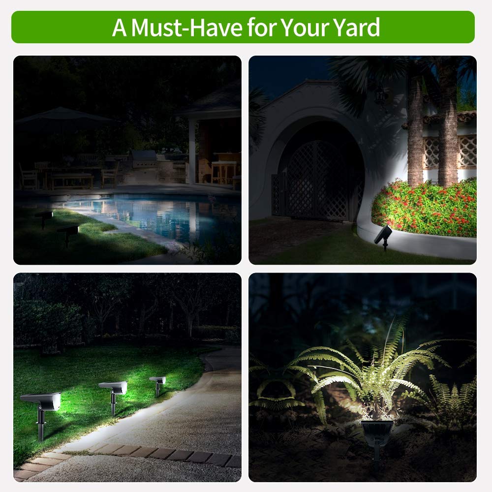 Outdoor ROHS IP67 300LM LED Solar Landscape Spotlights 3 Modes