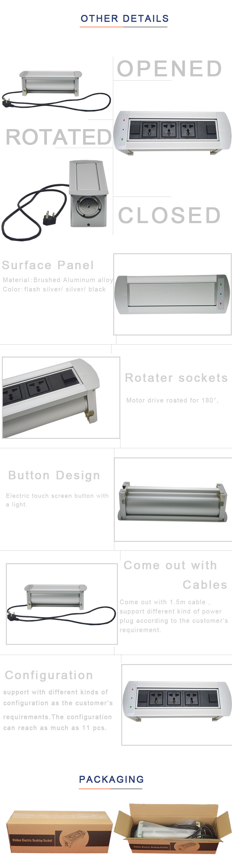BNT General purpose multiple universal power motorized flip up table socket