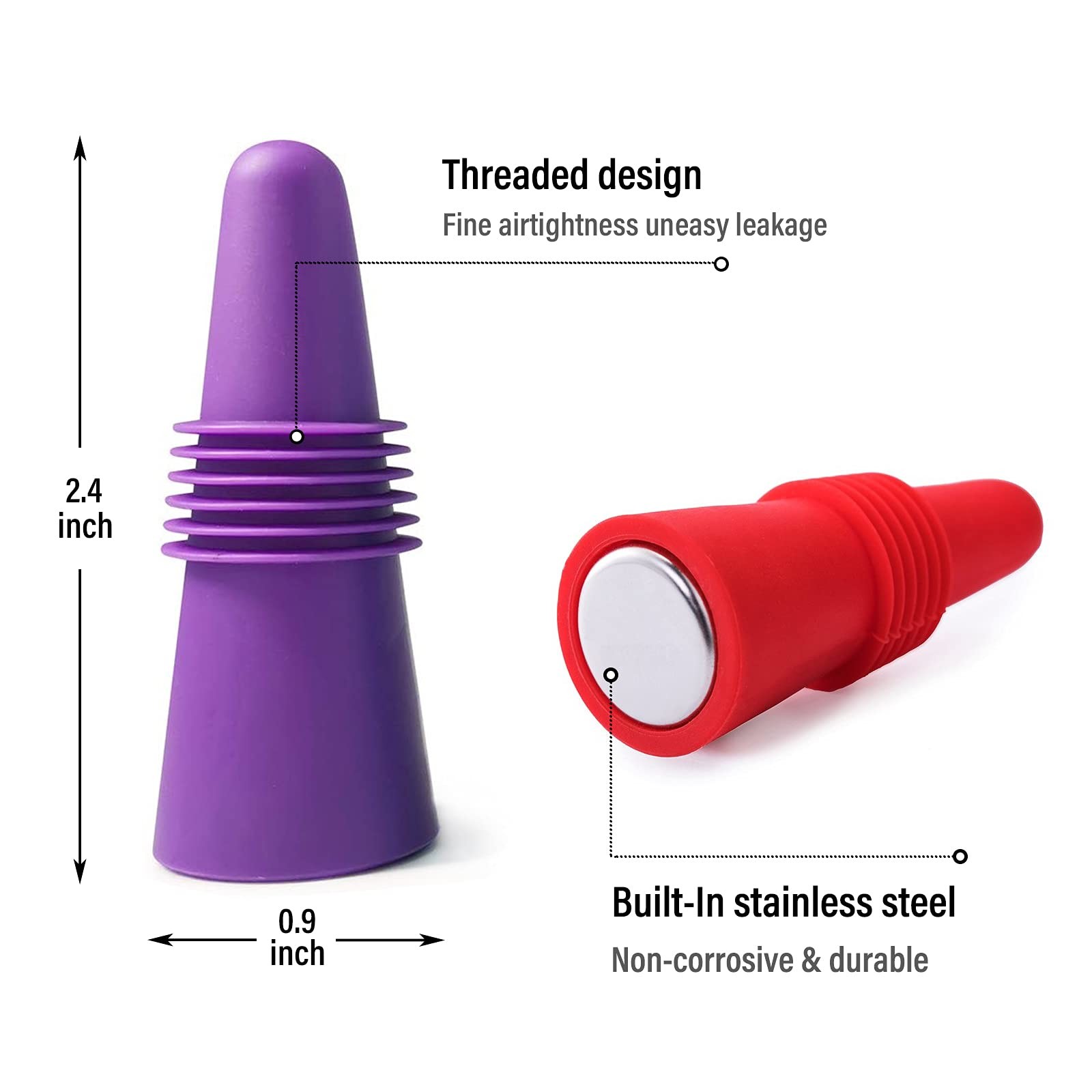 Reusable Wine Bottle Silicone Stoppers Beverage Bottle Stoppers With Grip Top To Keep Fresh