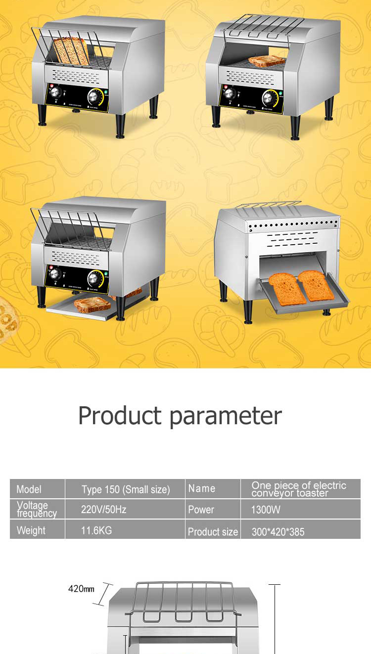 Stainless Steel Housing Commercial Electric Belt Conveyor Bread Toaster for Commercial