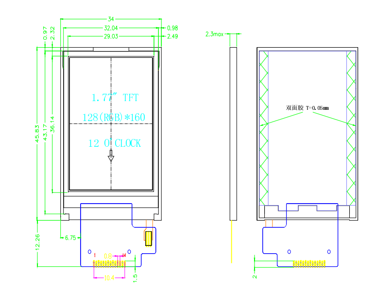1.77 Inch LCD Mini TFT Display 128 X RGB X 160 ST7735 Driver IC SPI Interface