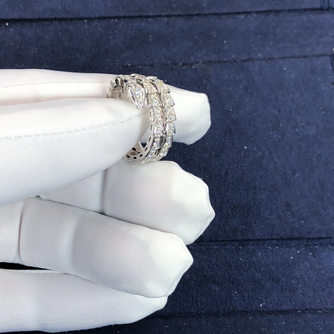 Elegant 18K Gold 2 Row Diamonds Serpenti Viper Ring Diamond Ring Yellow Gold White Gold
