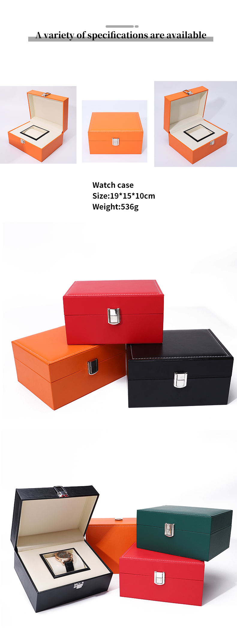 Plain Supple Faux Leather Watch Case Watch Packaging Box With Buckle Closure