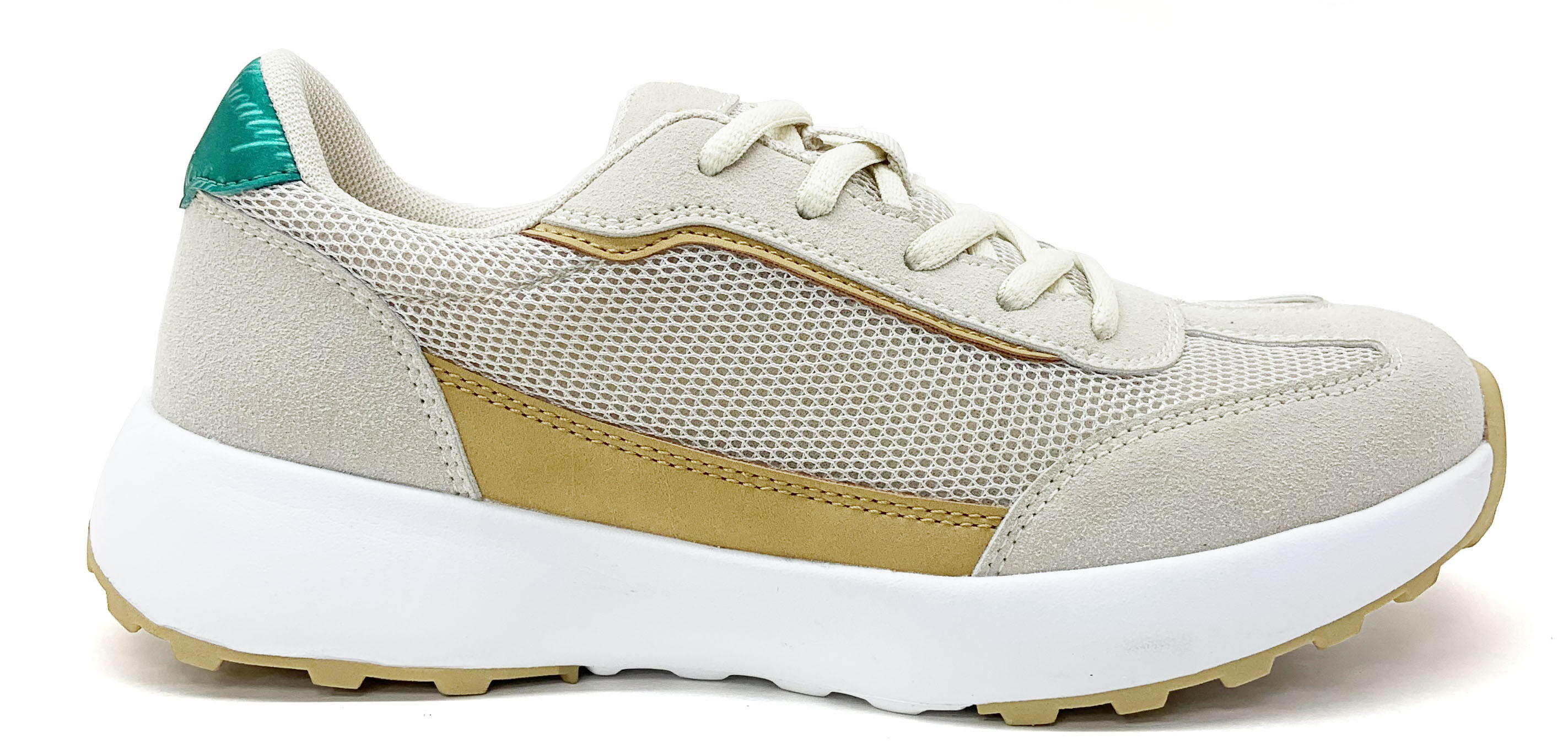 Flat Heel Womans Trainers With Textile Lining Rubber Sole Material