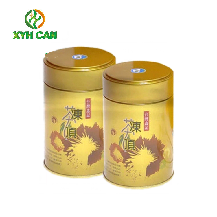 Tea Tin Can Large Round Shape with Lids Custom Printed Tin Containers for Tea