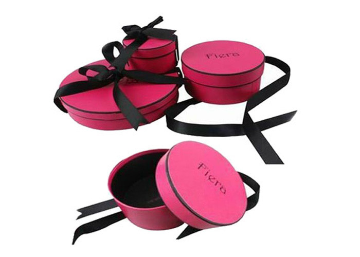 Handmade Tall Rigid Cardboard Round Boxes For Wine Top Open Silver Foil