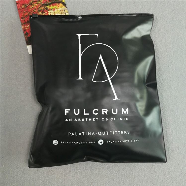 Black Zipper Poly Pvc Custom Packaging Bags For Hoodie Clothing