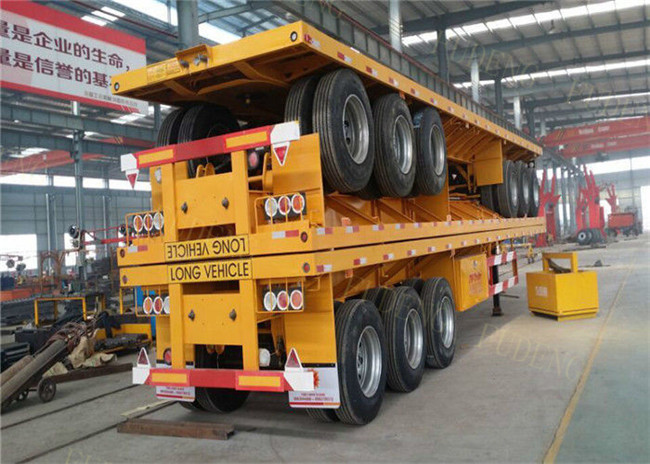 Mechanical Suspension Flatbed Container Trailer 3 * 13 Tons FUWA / BPW Axle