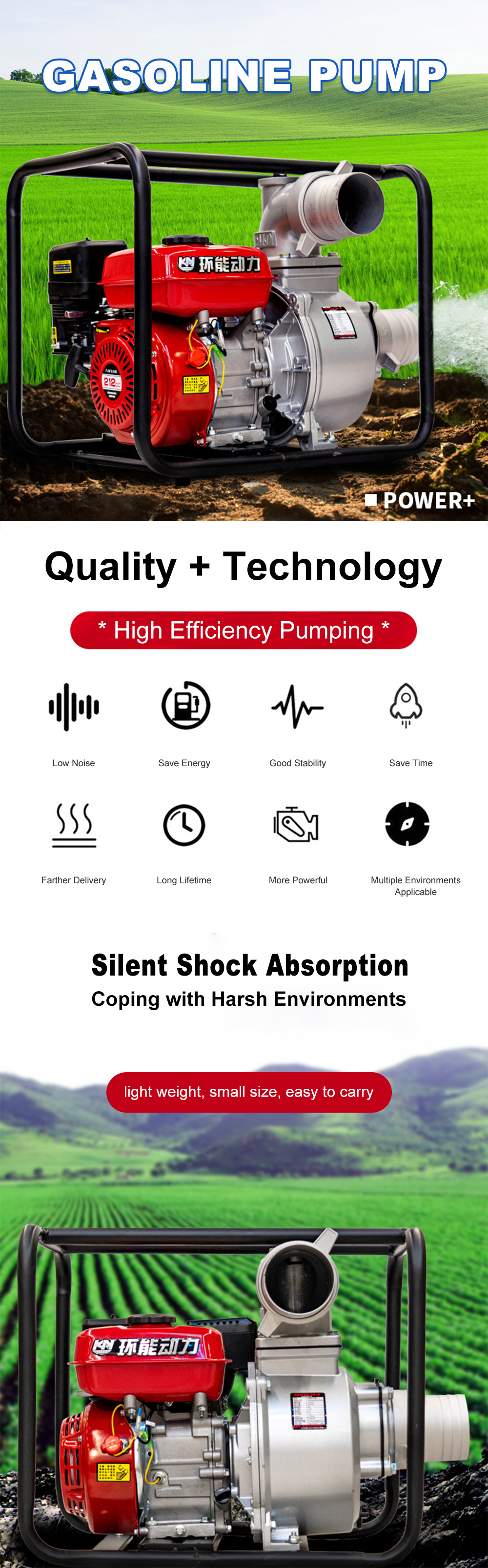5KW High Flow Capacity Agriculture Water Pumps Small Portable For Farm