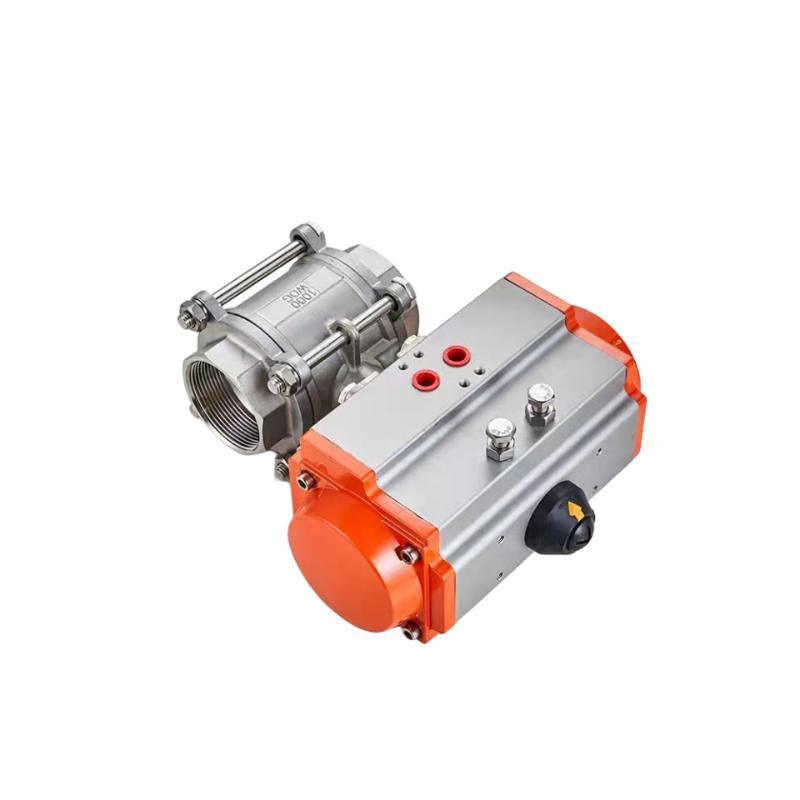 Cast Steel Pneumatic 3PC Threaded Ball Valve for Water Industrial