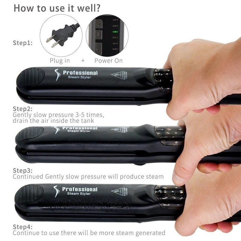 Professional Steam Hair Straightening Tools Ceramic Hair Iron Portable Customized Color