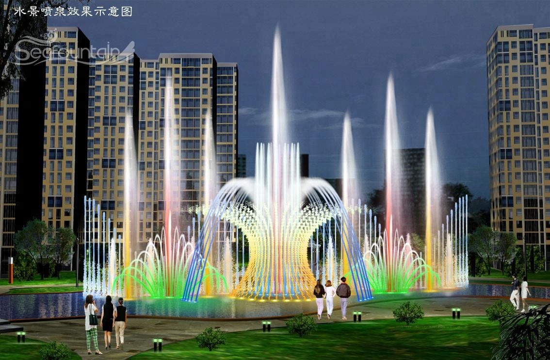 Variational Outdoor Water Musical Fountain High Spray