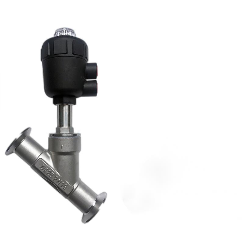 Tri-Clamp Ends Pneumatic Actuator Angle Seat Valve with Stainless Steel 304 Cylinder