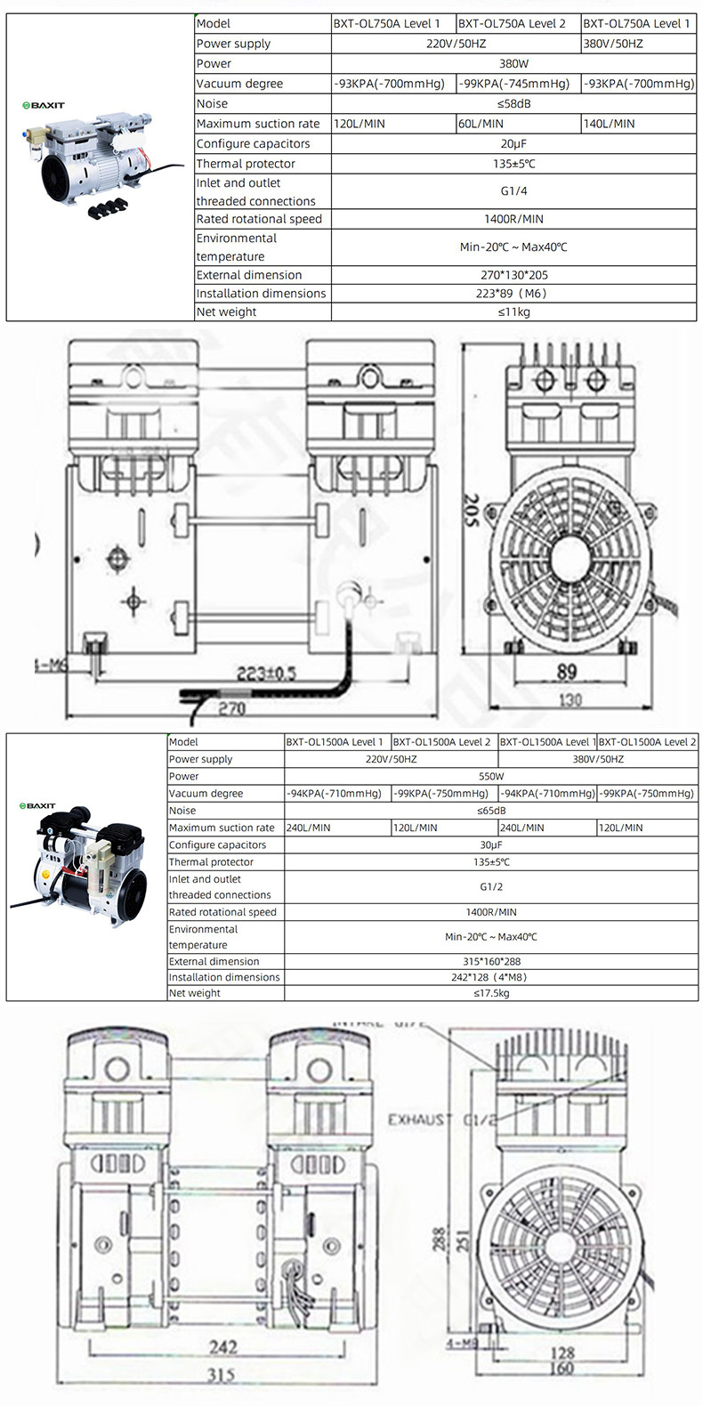 Dental Suction Vacuum Pump AC 110V/220V Low Noise Oil-free Lubrication Type For Dental And Medical Equipment Adjustable Price