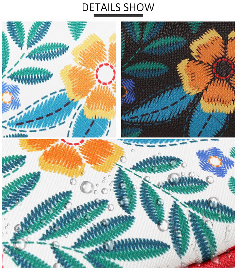 Vintage Floral Printed 220mm Length PU Cosmetic Bag