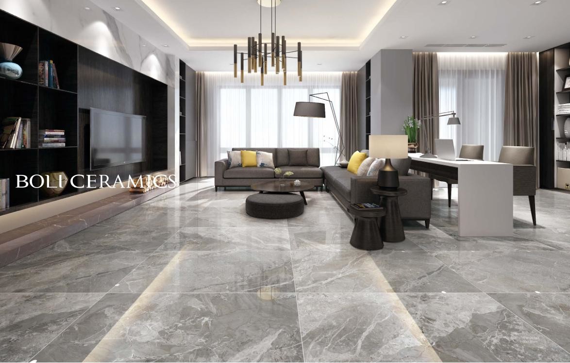 Braccia Dark Grey Color Marble Look Porcelain Tile Heat Insulation