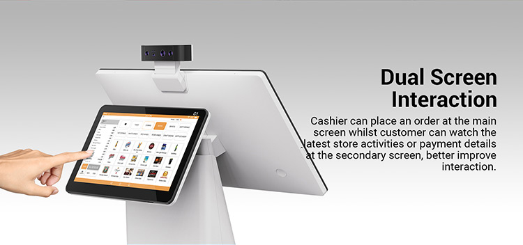 Dual Screen POS System Cash Register With 80mm Thermal Printer