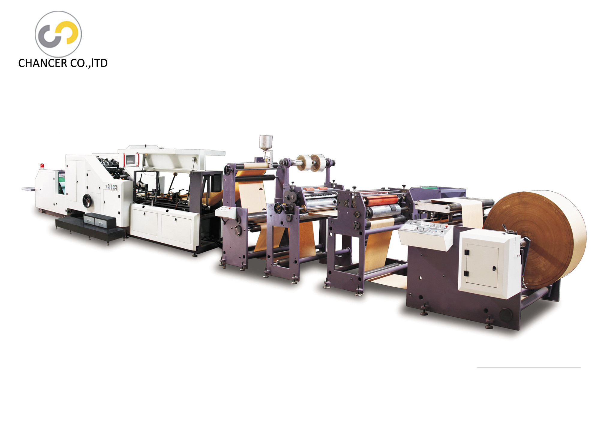 Automatic shopping flat bottom handle paper bag making machine
