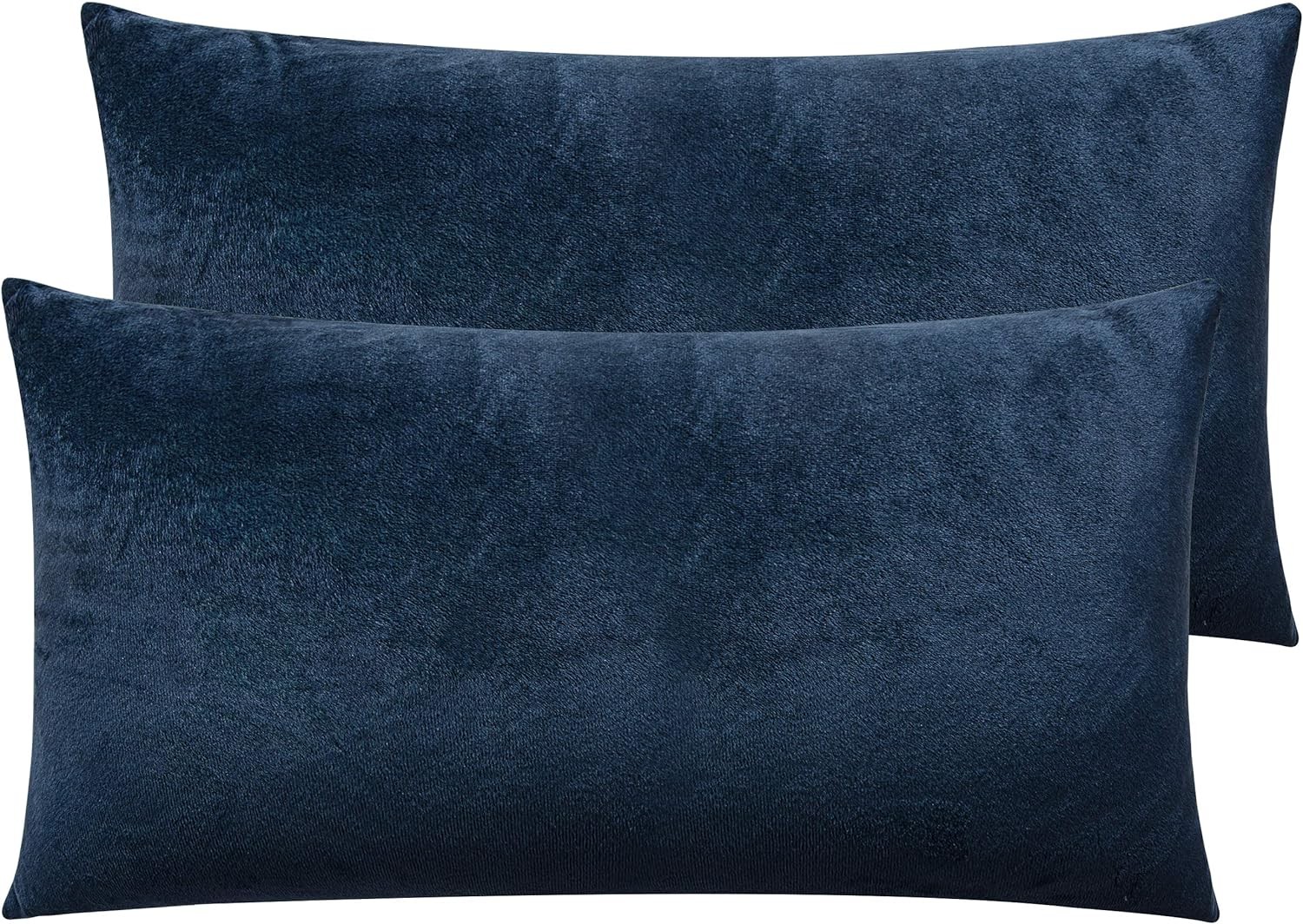 NTBAY 2 Pack Zippered Velvet King Pillowcases, Super Soft and Cozy Luxury Fuzzy Flannel Pillow Cases with Zipper, 20x36