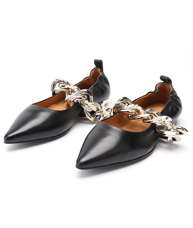 Personalized Process Chain Trim Office Lady Shoe Pointed Toe