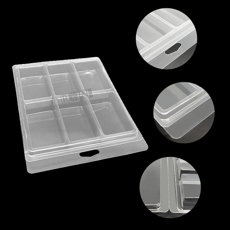 Customized Disposable Plastic PET PVC Blister Clamshell Packaging For Electronic Component 6 Compartment Rectangle Clear Jewelry Clamshell Packaging